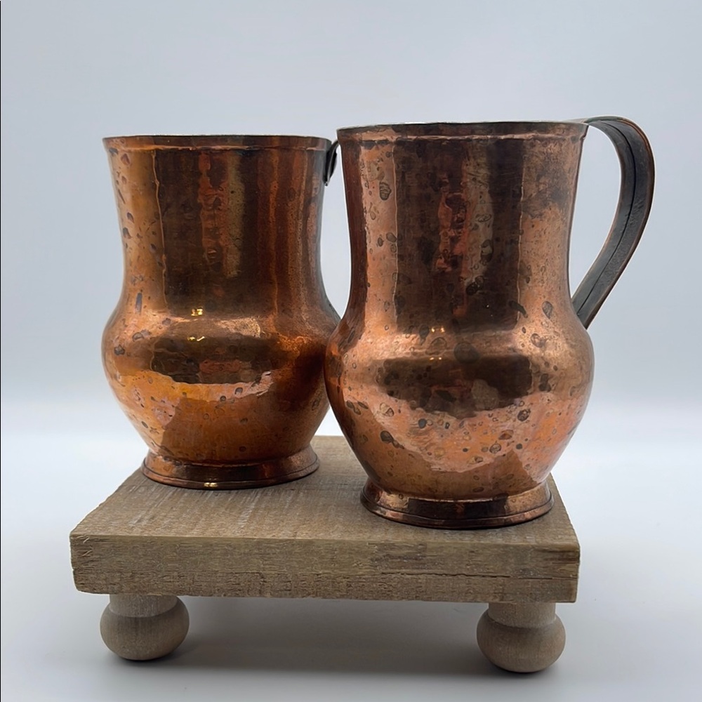 Vintage Copper Coated Mugs Set‎ of 2